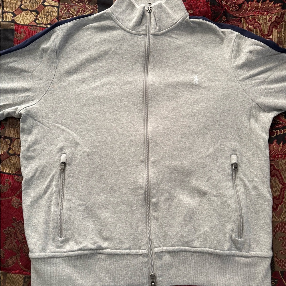 Polo Ralph Lauren Performance Grey/Navy Blue/White Zip Up Track Jacket